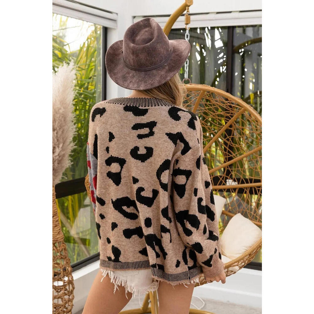 BiBi Leopard Color Block Button Down Sweater Card… - image 10